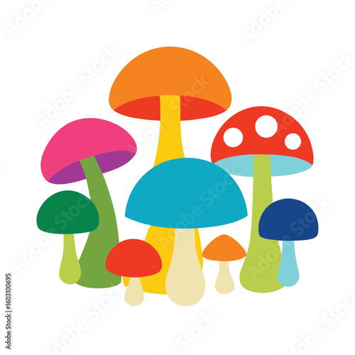 Mushroom Variety Vector Illustration Full Set of Edible and Wild Fungi