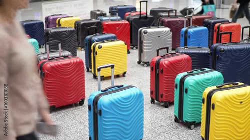 Colorful suitcases lined up