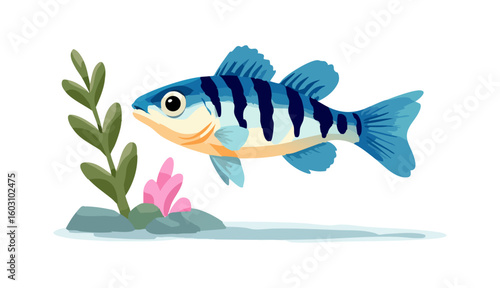 zebra danio fish icon, zebra danio fish vector illustration-simple illustration of zebra danio fish