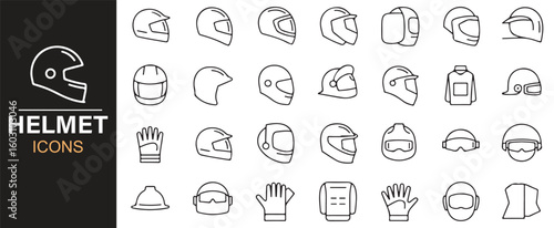 Helmet Icons Collection for Safety, Sports, and Industrial Designs