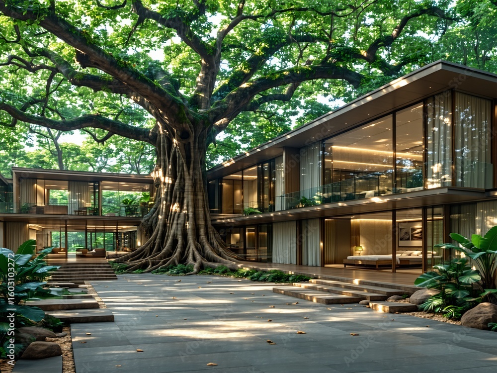 Obraz premium Modern Cliffside Luxury Home with Infinity Pool and Mountain View