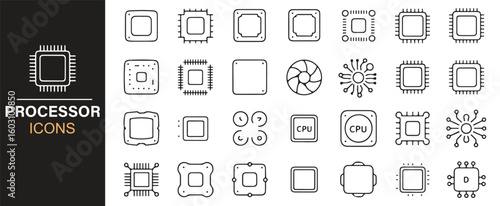 Vector Icons for Processors, Chips, and Microprocessors in Computing