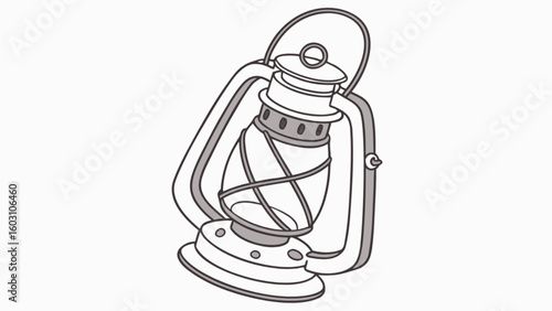 Illustration of a vintage kerosene lamp with a handle and a glass enclosure on a white background