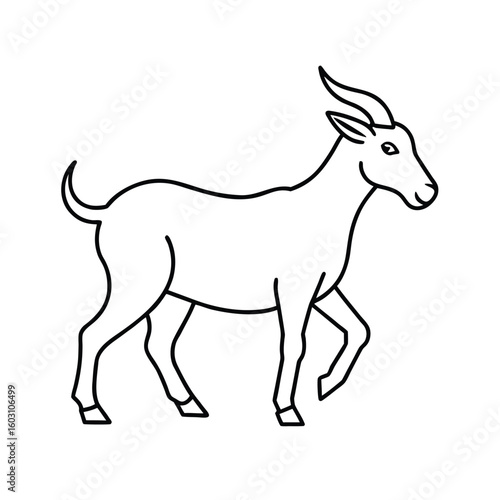 Outline drawing a walking goat on a animal