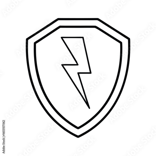 Free Download Outline shield with lightning bolt symbol on electricity - GFXLoad