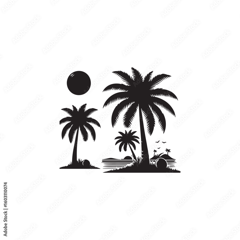 Fototapeta premium high-quality black silhouette vector illustration of a palm tree. palm tree vector 