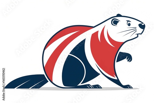 Minimalist flat vector beaver illustration simple stylized design bold colors clean aesthetic animal vector animal vector on white background