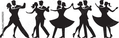 Couples dancing ballroom elegant silhouettes ballroom dancing formal wear