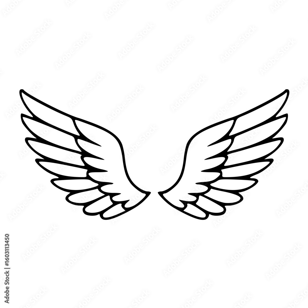 Obraz premium simple angel wings line art