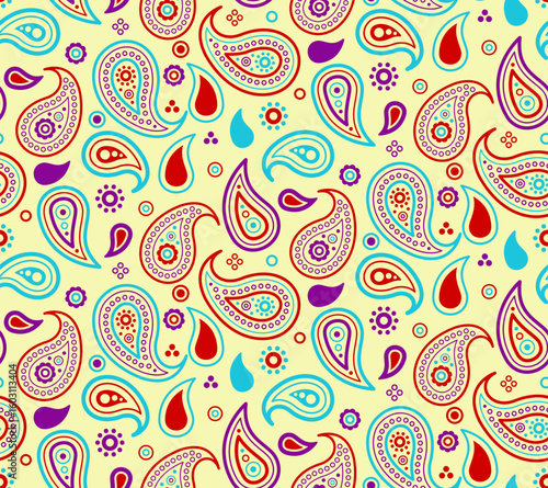 Calligraphic paisley vintage persian. Asian east designer colours. Contrast rug with traditional sketching.