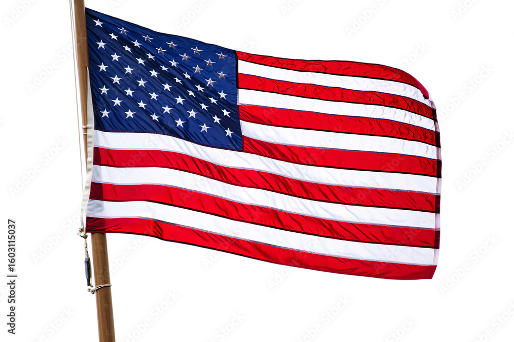 Obraz premium American Flag Waving Proudly with Red White and Blue Colors on Black Background