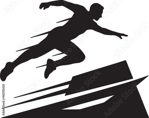 Dynamic and bold parkour athlete silhouette logo design