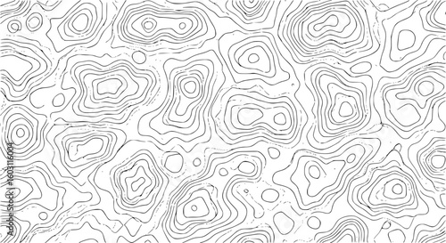 Vector Weather Map Background. Abstract Seamless Pattern with Contour Lines Isolated on Black Bg. Geometric Linear Topographic Texture
