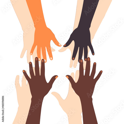 Diverse Hands Reaching Upward