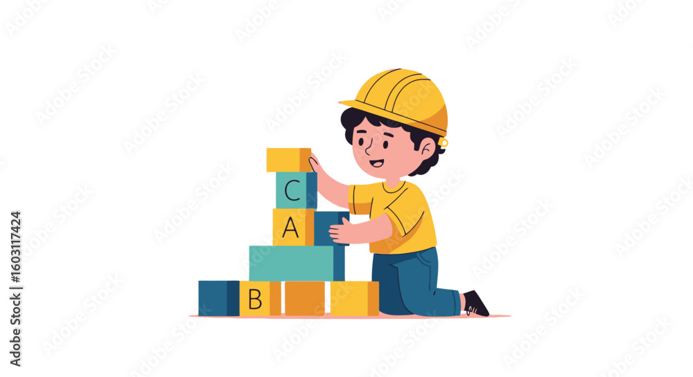 Naklejka premium Child's Building Blocks: Learning and Play