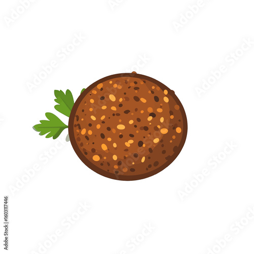 Round Falafel With Parsley On White Background