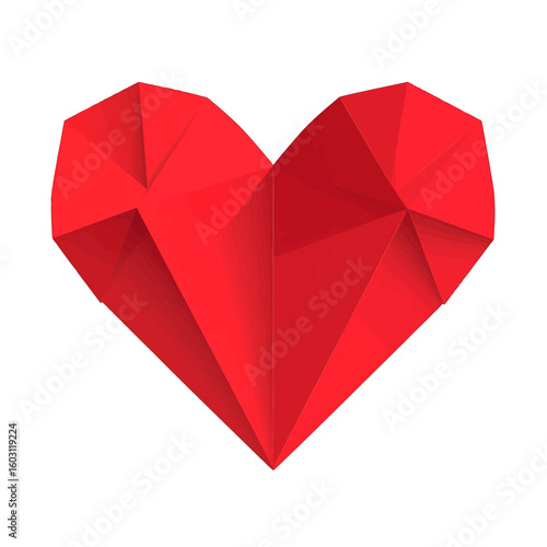 Red Polygonal Heart Shape Design