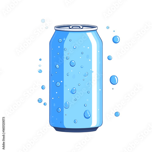 Pixel Art Blue Soda Can With Bubbles