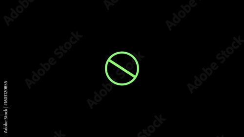 prohibited icon green screen animated icon prohibited circle sign in red 4k looping crybaby Ryan maul. video animation