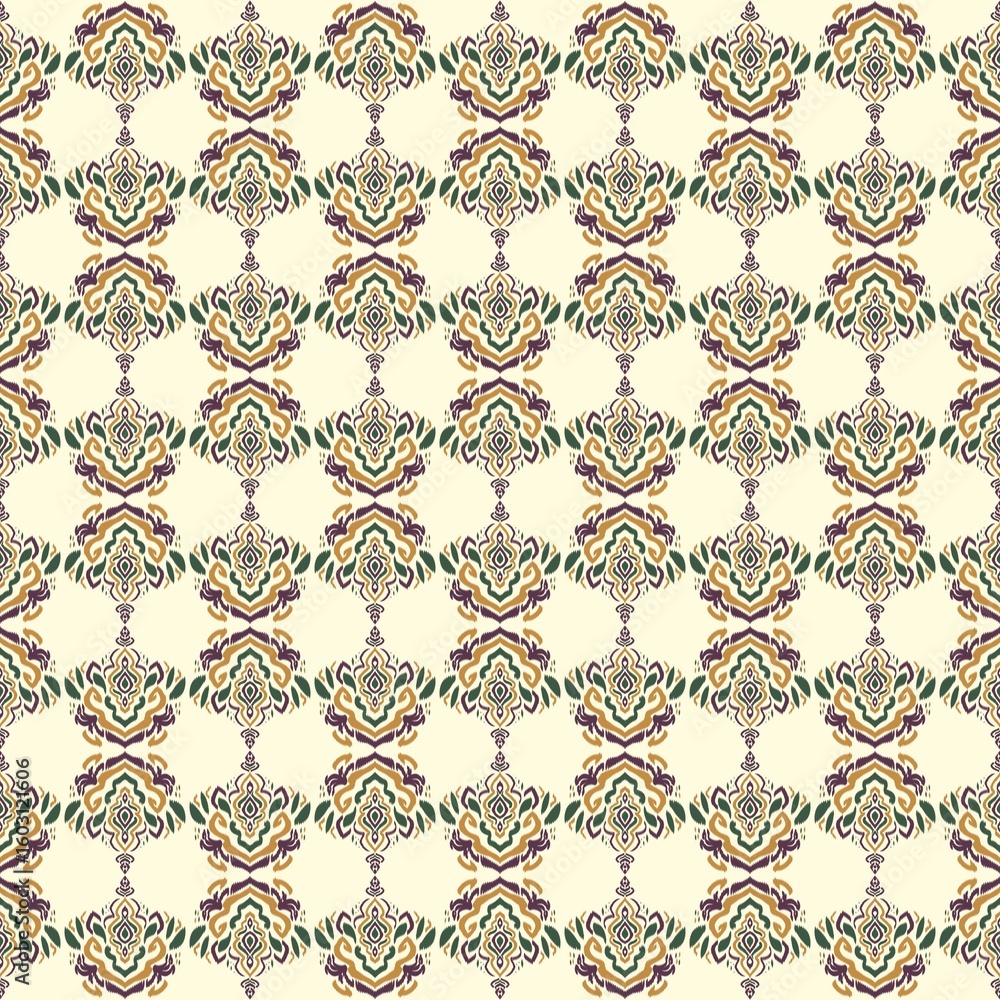 Obraz premium Hand drawn tribal seamless pattern, Colorful cultural symbolism, ideal for textile, fashion, and graphic design, illustration wallpaper
