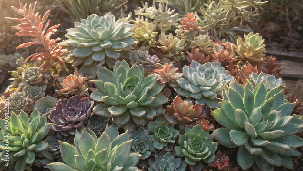 Succulent garden in natural sunlight Succulent garden in natural sunlight