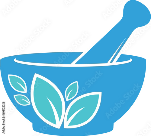 Mortar and pestle vector illustration for herbal medicine and pharmacy logo