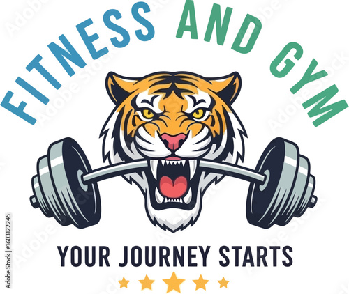 Fitness gym tiger logo design for personal trainer and workout motivation art
