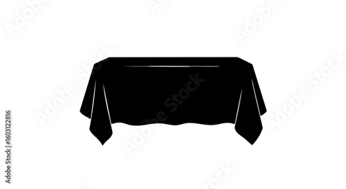 A simple, solid black tablecloth over a rectangular table.