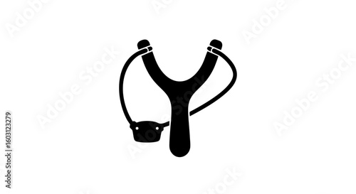 A black slingshot on display.