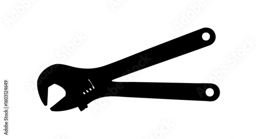 An adjustable wrench silhouette on a background.