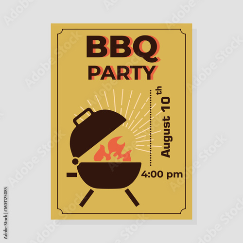BBQ party templates. Blank grill card and barbecue elements vector
