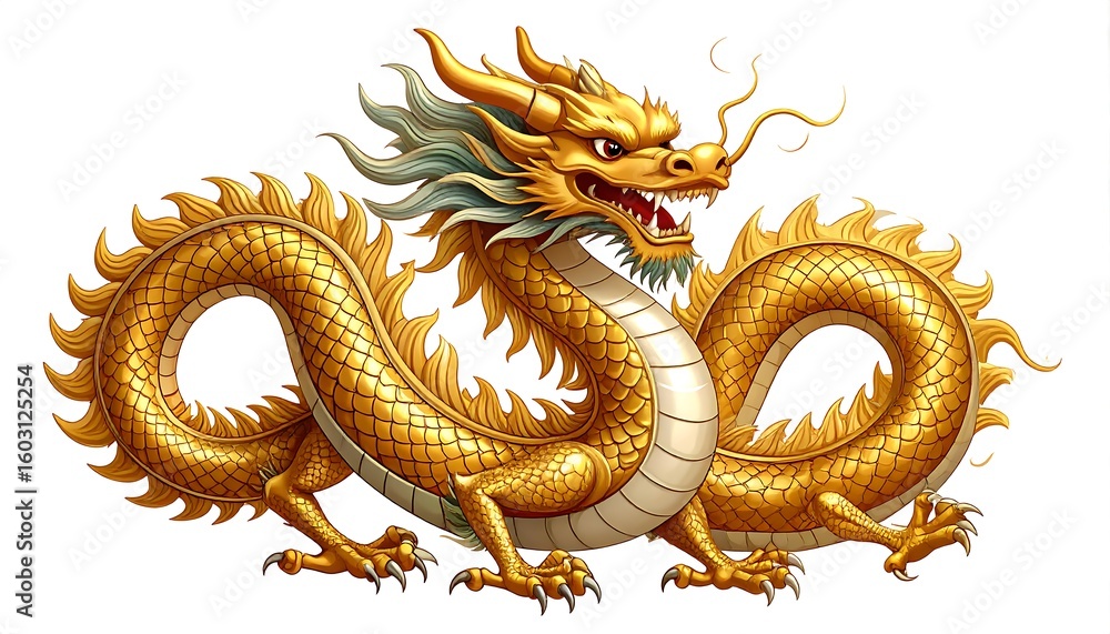 Obraz premium Golden dragon illustration