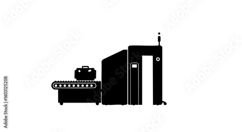 A luggage going through security scanner in airport.