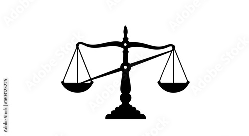 A visual representation of balance and justice with a scale icon.