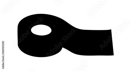 A black shape with a hole on a plain background.