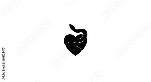 Intriguing symbol of a snake coiled around a heart, representing complex emotions.