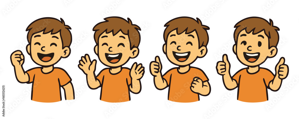 Obraz premium Smiling kids happy cheerful boy girl joyful child vector illustration design for poster template flyer background lifestyle portrait childhood learning school activity concept