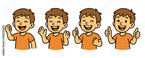 Smiling kids happy cheerful boy girl joyful child vector illustration design for poster template flyer background lifestyle portrait childhood learning school activity concept