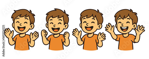 Happy kids cheerful boy girl adorable character cartoon vector illustration design for template poster flyer background lifestyle school education family childhood concept