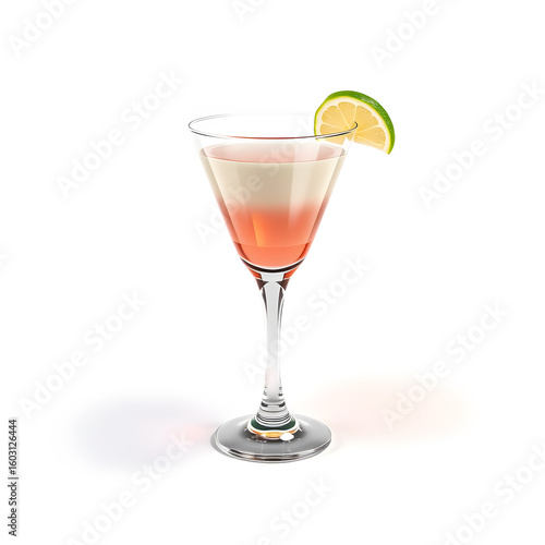Wallpaper Mural Cocktail glass, 3D illustration, glossy plastic material, soft shadows, white background. Generative AI Torontodigital.ca