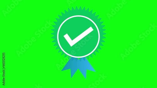 animated verified checkmark badge green screen, approval confirmation icon