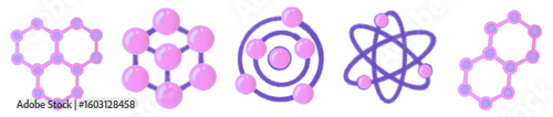 Cute Science Atom DNA Molecule Cartoon Clipart for Kids Chemistry Biology Classroom Lab Decor Sticker