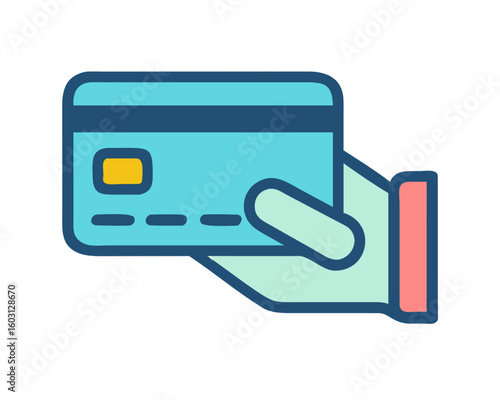 Hand Holding a Credit Card Financial Illustration for Transactions and Payments
