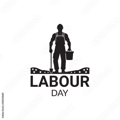 Labour Day Silhouette Vector Illustration, Solid White Background.