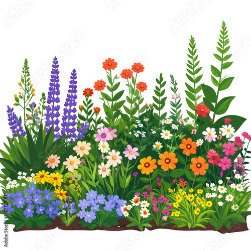 Colorful Garden Flowers Illustration
