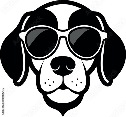 Cool canine companion sporting stylish sunglasses for a trendy and fun vibe