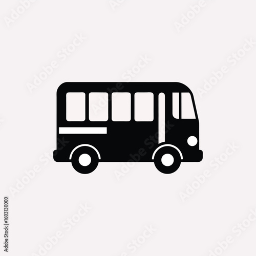 Black bus silhouette isolated on white background