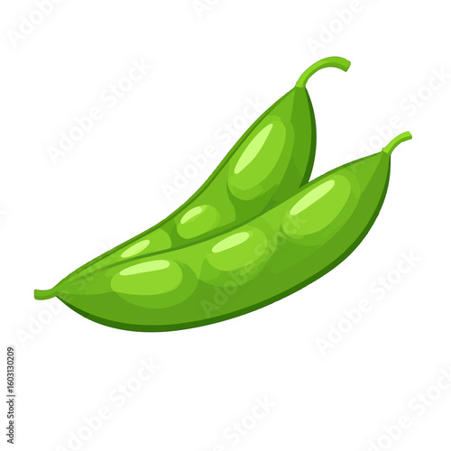 Two Bright Green Peas On White Background