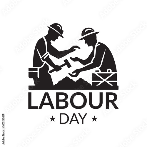 Labour Day Silhouette Vector Illustration, Solid White Background.