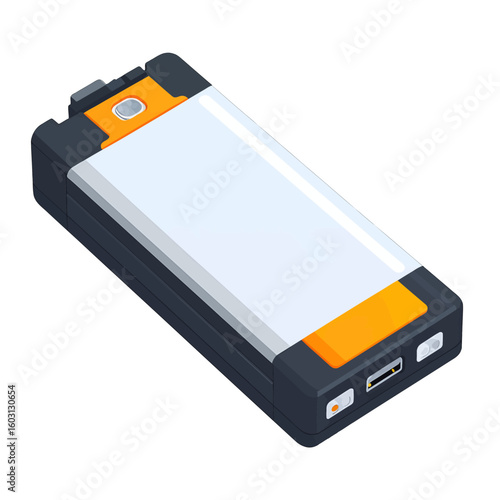 Isometric Pixel Art Power Bank Illustration